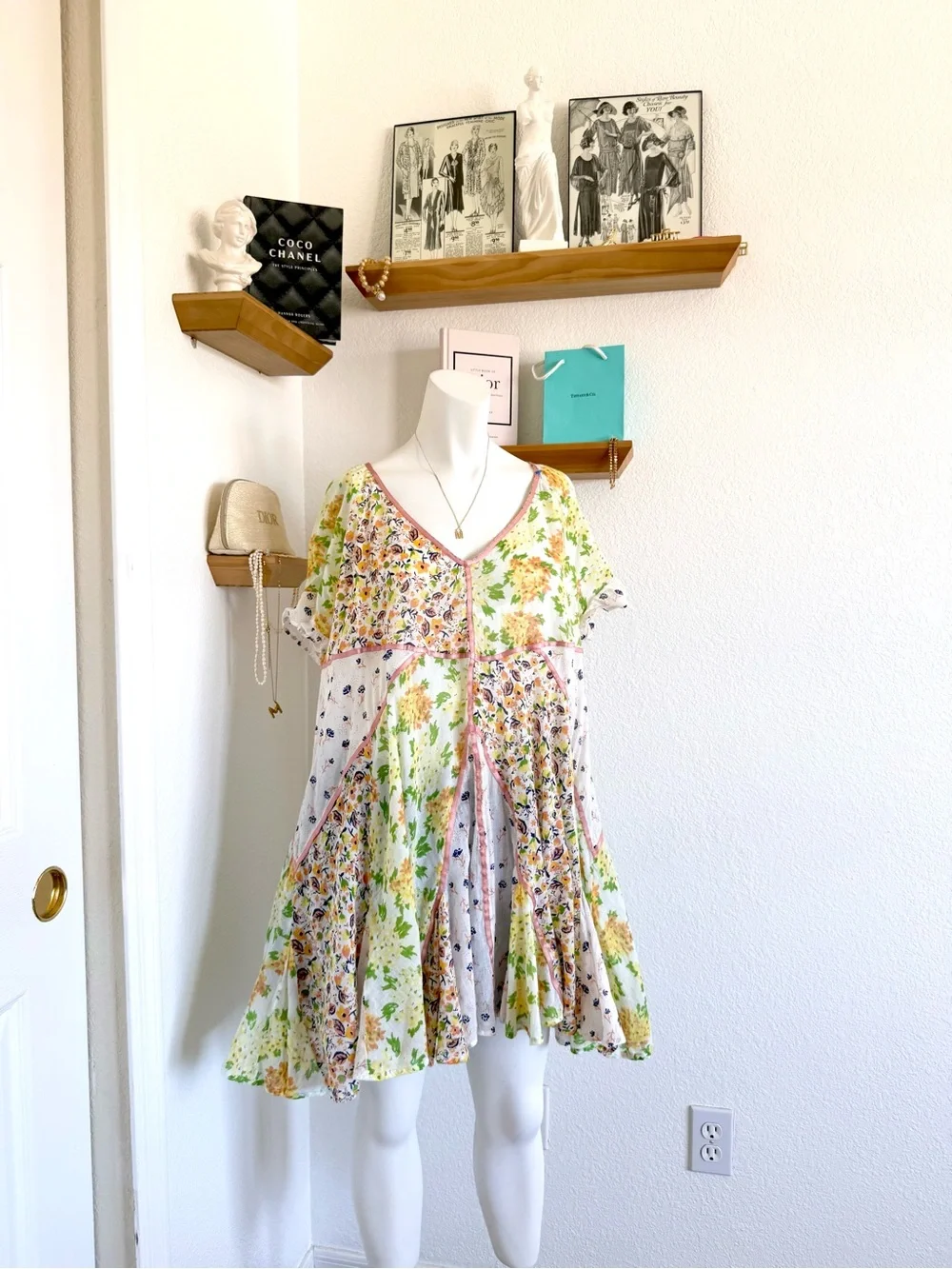 Free People Wildflower Patchwork Mini Dress SIZE S - Picture 4 of 6